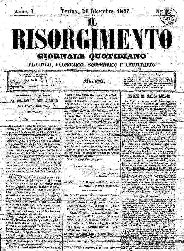 Il Risorgimento 21 dicembre 1847 - Qui Sardegna